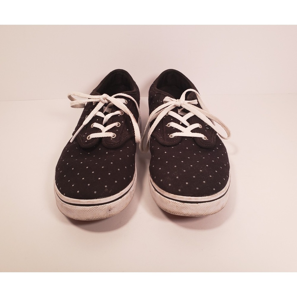 VANS Black with White Polka Dots Canvas Sneakers Womens Size 6 Off The Wall